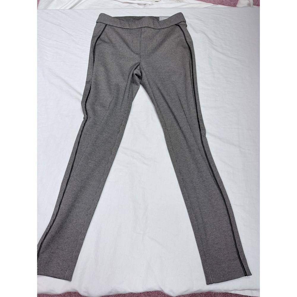 Chicos Houndstooth Leggings Size 0 US 4 Faux Leather Stripe Pull On NWT